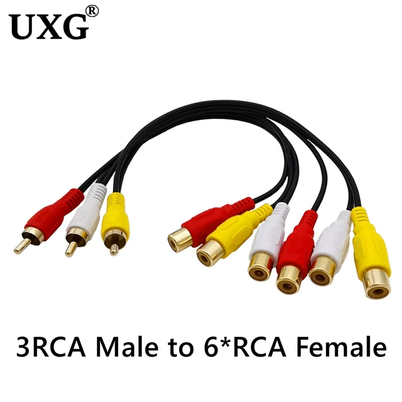 Premium Quality 3RCA Splitter Adapter Cable - Male to Female Audio Video Extension