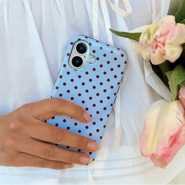 Sky Blue Polka Dot Double-Layer Phone Case