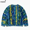 Heavy Industry Striped Knitted Sweater Ethnic Style Fashion Colorful Splicing Sweater Mens Pullover Sweater 5