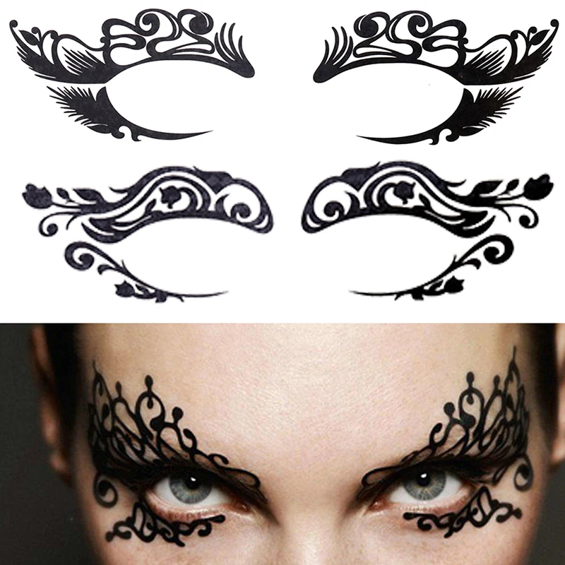 

1 Pair Temporary Eye Tattoo Disposable Eyeshadow Eyeliner Eyes Makeup Waterproof Facial Transfer Sticker For Festival Party