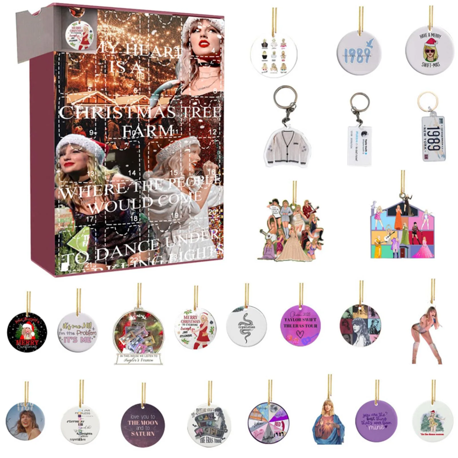Advent Calendar 24pcs New Year Gifts Taylor Swift Christmas Advent Christmas  Acrylic Decoration Surprise Christmas Countdown