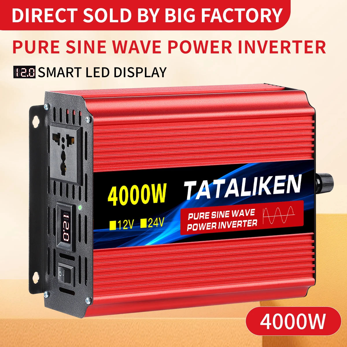 1600W-10000W Pure Sine Wave Power Inverter DC 12V/24V to AC 110V /220V Car Plug Adapter 4000W 3000W 2200W Power Converter power inverter
