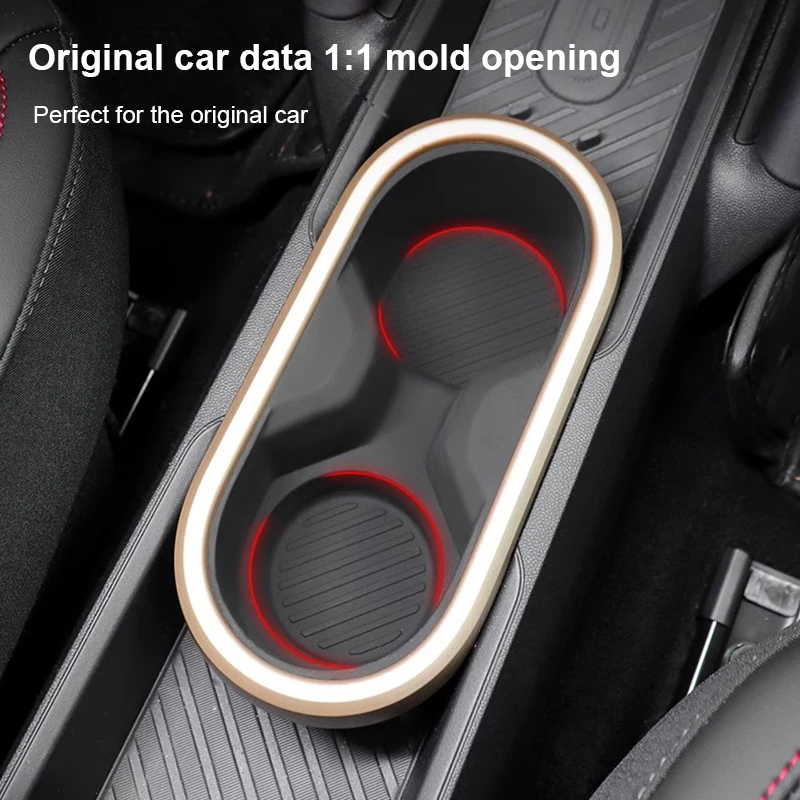 Water Cup Holder for Mini Cooper EV J01 E SE J05 Aceman Silicone Waterproof Coasters Console Insert Double Hole Holder