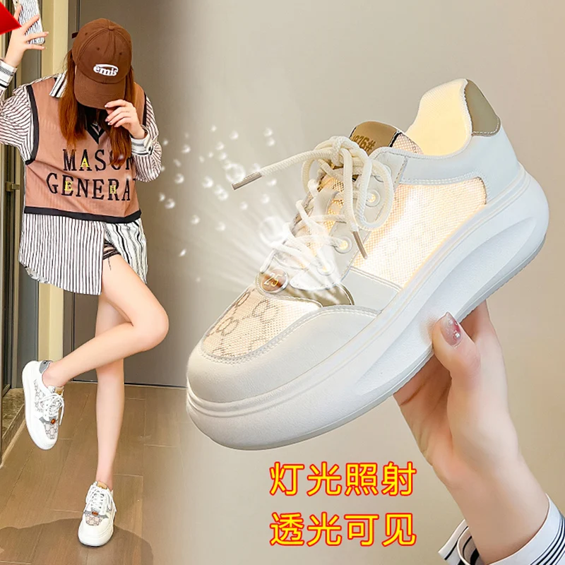 2023 Fashion New Casual Sports Shoes Women's Shoes Graphic Canvas Shoes Mesh Breathable Casual Flat Shoes Lace Up Running Shoes