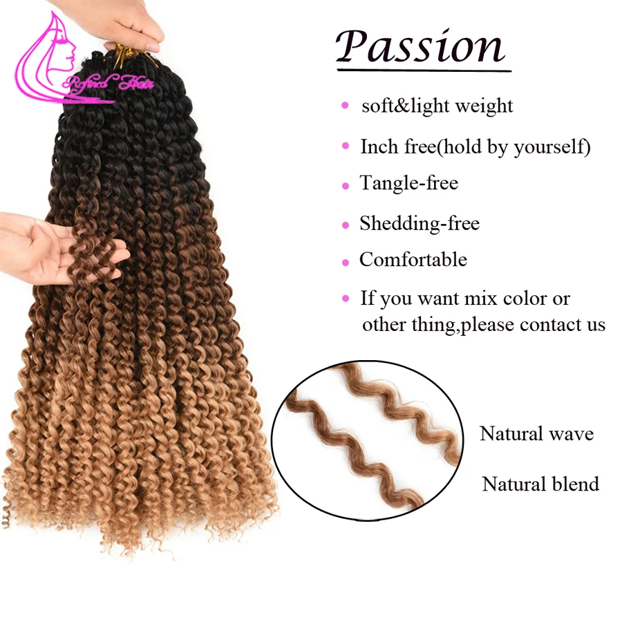 Passion Twist Crochet Hair Long Water Wave Black Brown Light Brown Ombre  Braiding Hair Extensions Synthetic Curly Braids - Synthetic Braiding  Hair(for Black) - AliExpress
