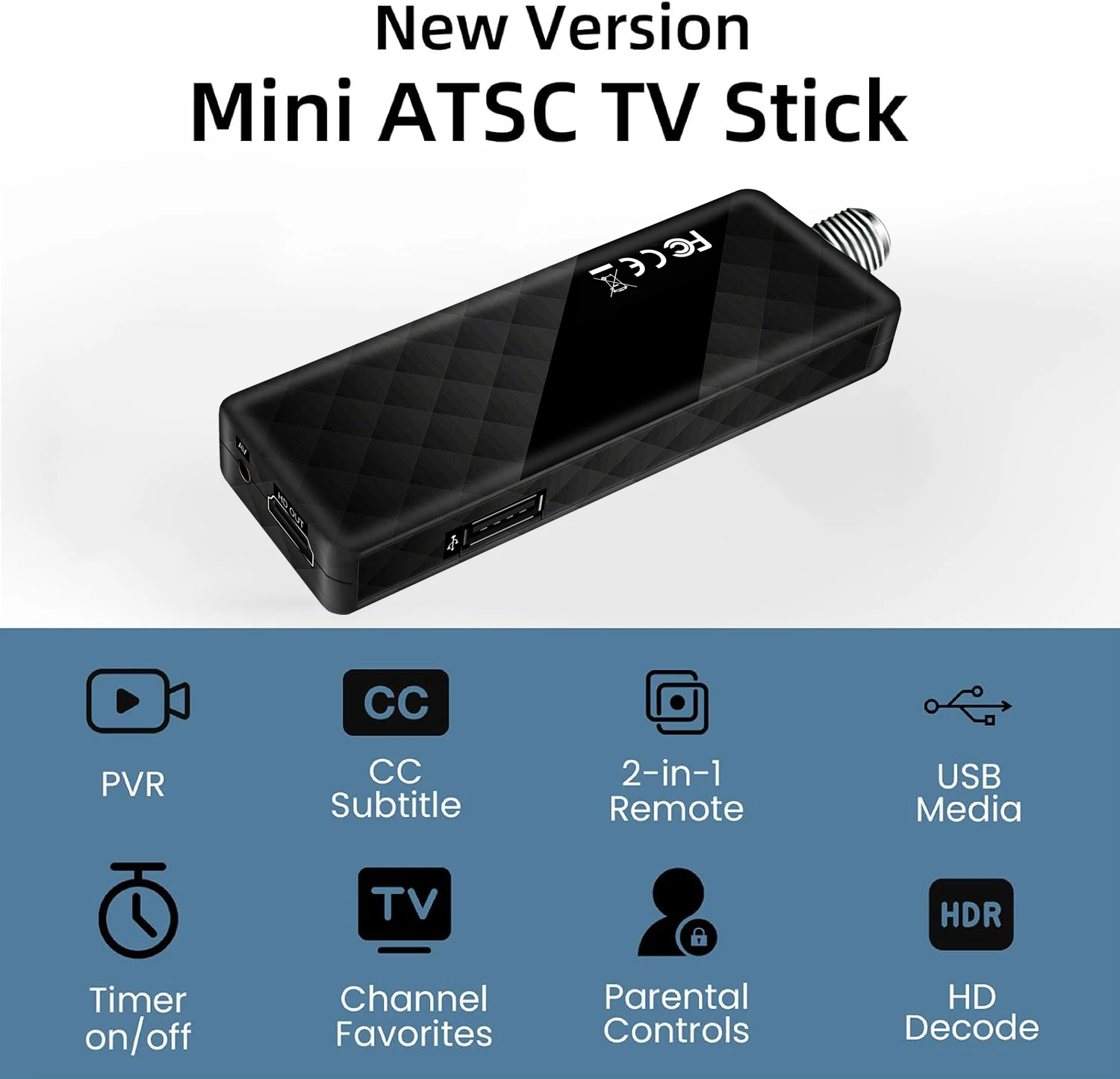 Digital Converter Box TV Receiver for TV,1080P ATSC tv Tuner Box with hdmi Output Hidden Behind TV,with 2-in-1 Remote - 2