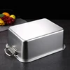 Thicken Stainless Steel Square  Cake Bread Basin Deep Plate Fruit Food Storage Tray  HandleLoaf Pans Kitchen Baking Dish  4