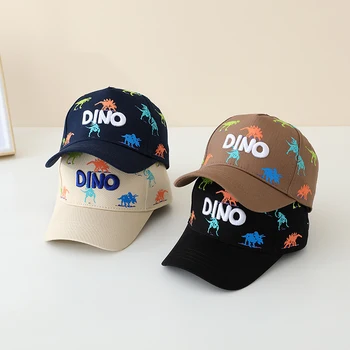 Children 's Sports Hats School Baby Boy Baseball 2024 Summer Embroidered Dinosaurs Outdoor Kids Caps for 2-8Years Adjustable 1