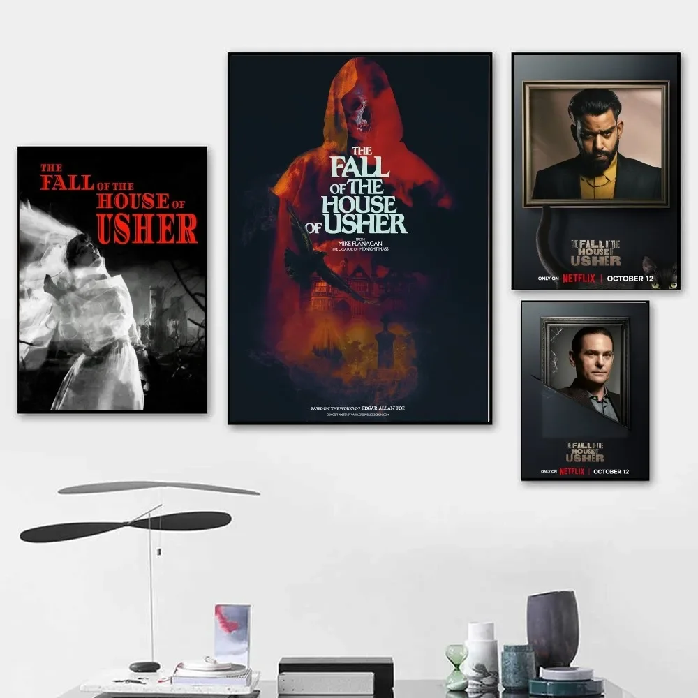 

Осенний постер с домом Usher, крафт-бумага, искусство, живопись, изучение, эстетическое искусство, наклейки на стену небольшого размера