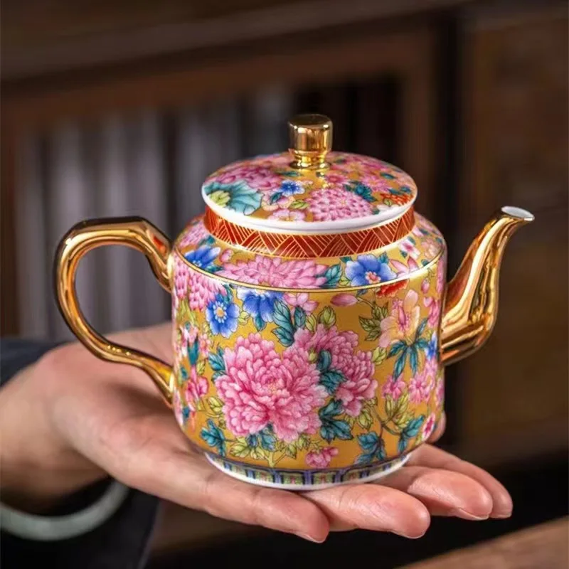 Enamel Kungfu Tea Set, Gift Box, Ceramic Teapot, Tea Cup, Business Gift