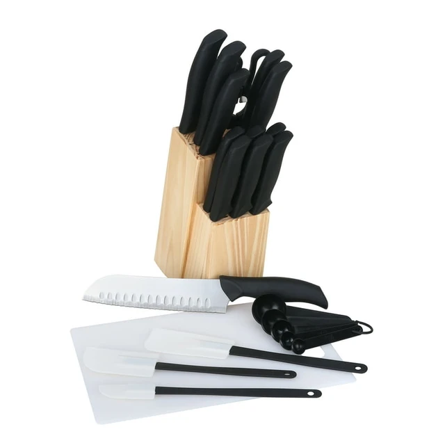 Core Kitchen Set of 6 4.5 Steak Knives & Wooden Storage Block