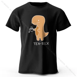 Whimsical Tea - Rex Dinosaur 100% Cotton Unisex T - Shirt - Soft, Breathable, and Playful Design - XXXL (Black)
