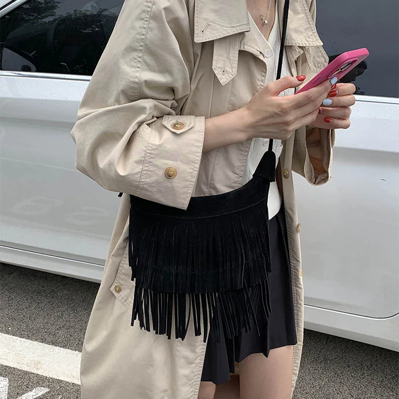 2025 New Fashion Fringe Women's Shoulder Bag Retro Simple Crossbody Handbag