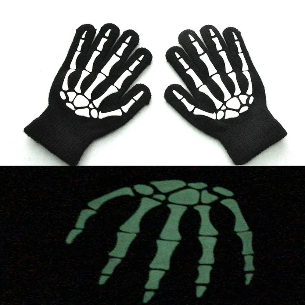 Winter Gloves Unisex Knit Warm Mittens Call Talking &Touch Screen Gloves Adult /child luminous Skull Halloween warm gloves