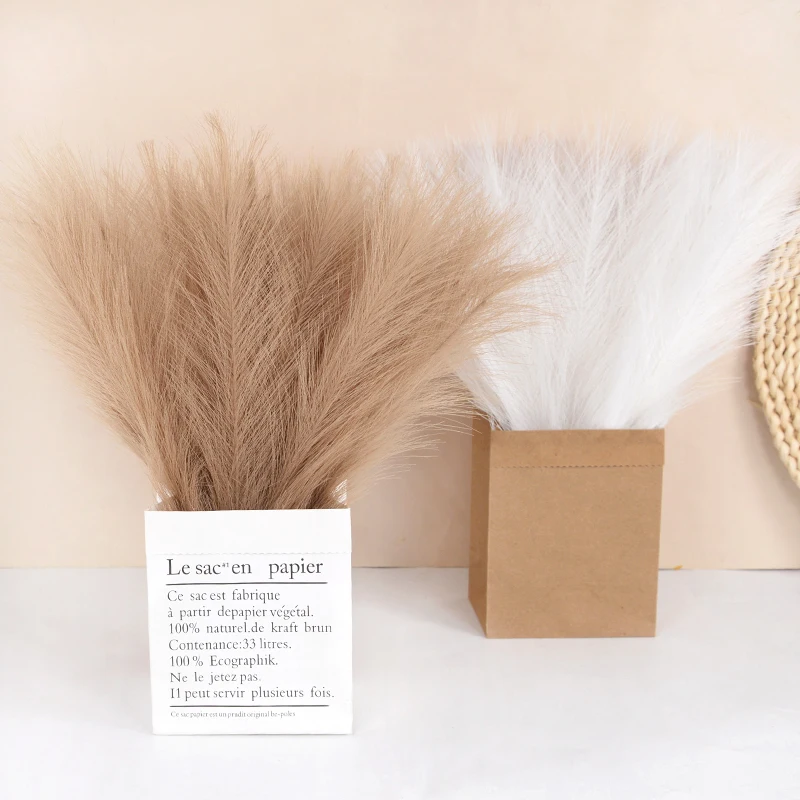 30/15 Faux Pampas Grass 42cm Artificial Pompous Grass Fake Pompass Branch Vase Filler Flower Arrangement for Home/Wedding Decor