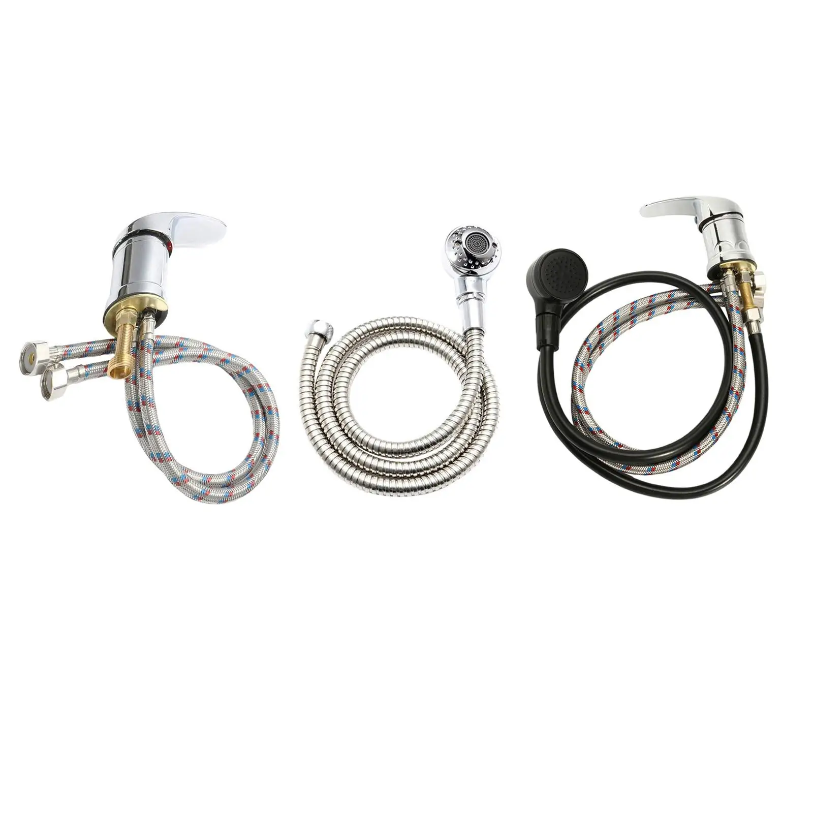 Mixer Tap Bath Sink Faucet Shower Head Spray Hose,Push On Washing Hairdresser