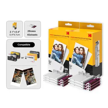 Kodak 4PASS Real Photo Cartuccia di processo laminato da 2/3/4 pollici, carta fotografica all-in-one e nastro colorato Carta fotografica compatibile con ricarica