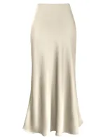 Spring Summer Women’s Clothing New Style Silky Texture Forged Surface Acetic Acid Hanging High Waist Fish Tail Half Skirt Women