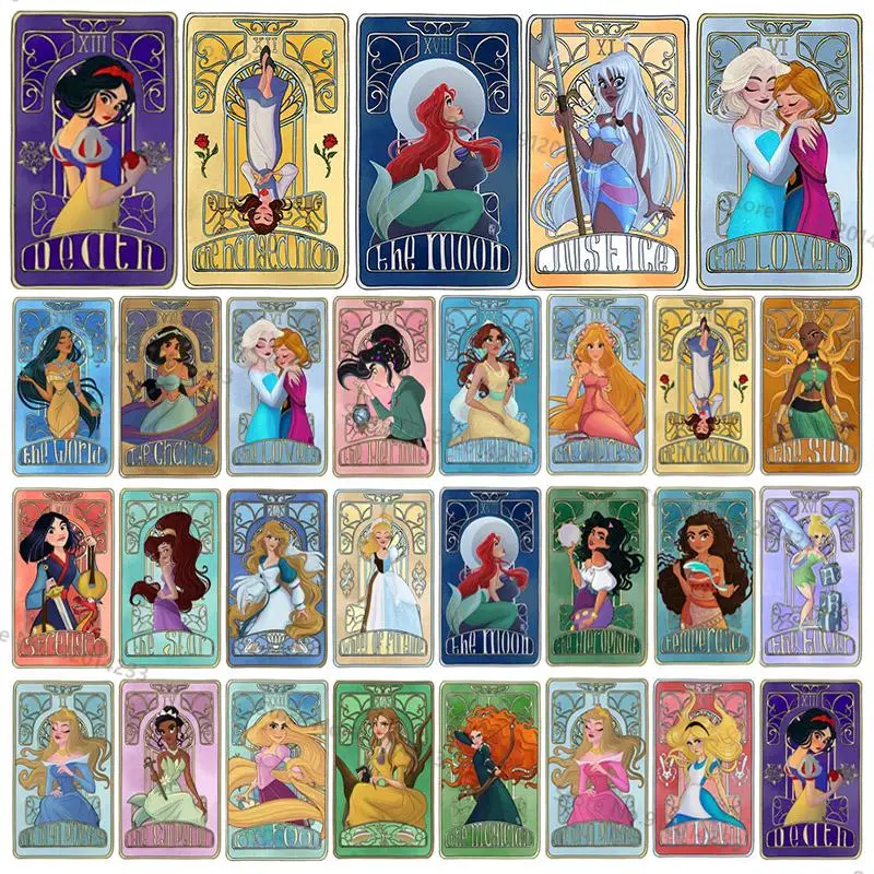 Plaque de Tarot de princesse Disney en métal, Plaque en fer, dessin animé, peinture, décoration de la maison, Art mural