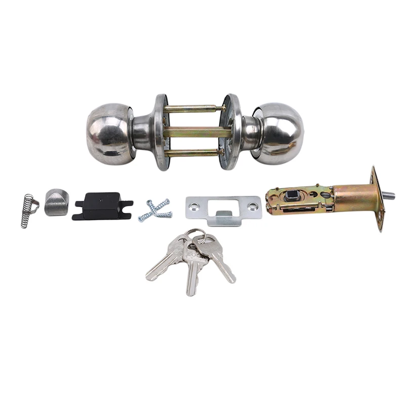 Aluminum Alloy Round Door Knobs Rotation Lock Knobset Handle Metal With Key for Bedrooms Living Rooms Bathrooms