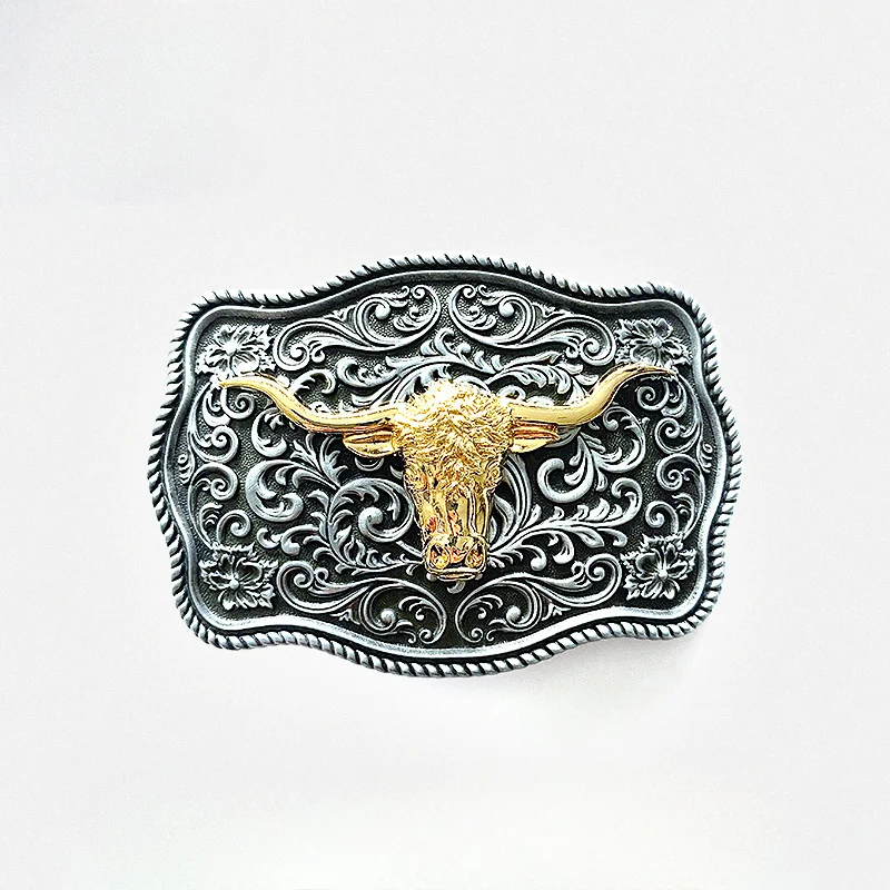 

A Must-have Gold Cow Head Belt Buckle for Fashionable Men's Western s -