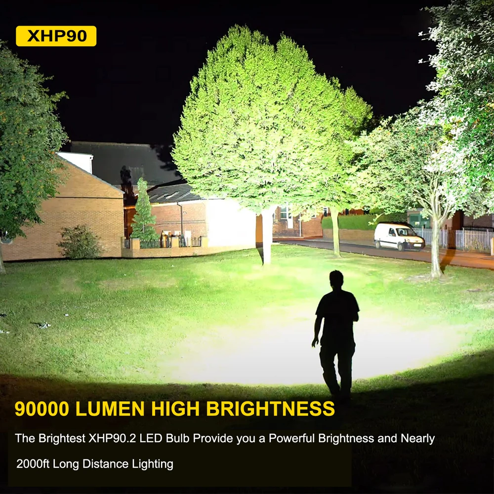 Lampe de poche LED pour homme, 90 000 lumens, extrêmement