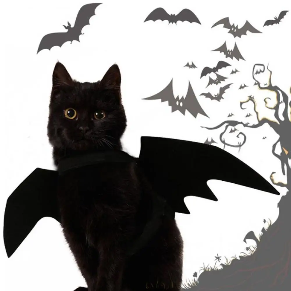 Pet Halloween Bat Wings Dog Cat Costume Party Dress Funny Cool Puppy Kitty Apparel Cosplay Prop with Traction Rope Fixing Hole pet halloween costume