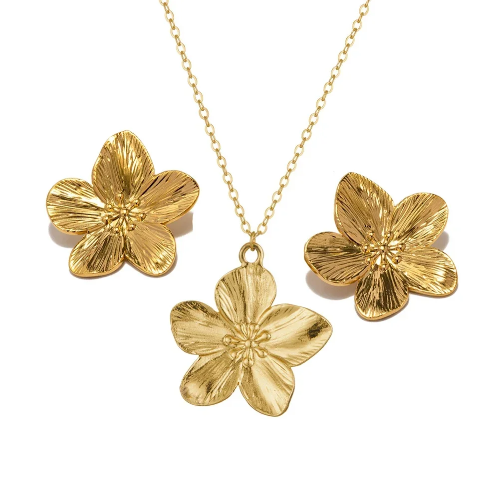 الفولاذ المقاوم للصدأ طقم مجوهرات الفرنسية خمر زهر...