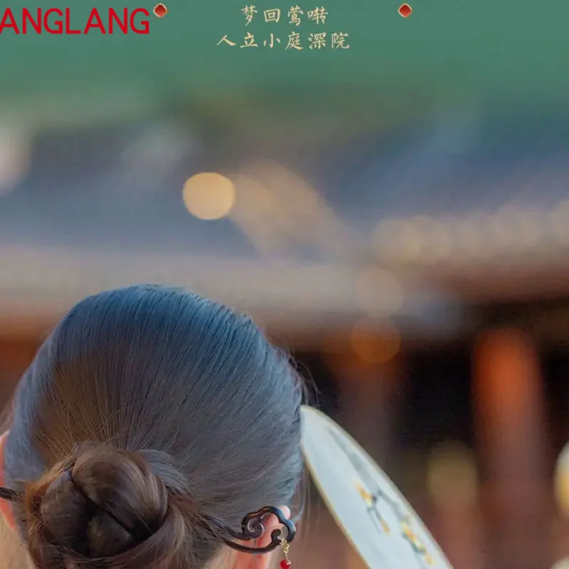 골동품 나무 2024 하이엔드 머리핀, 샌달우드 플레이트 머리핀, 어린이 심플 모던 나무 머리핀, 새로운 중국 스타일