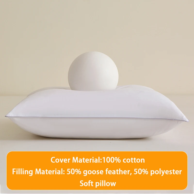 1 piece pillow, 8 sizes,100% cotton, soft and hard pillow, white goose feather filling pillow core pillow insert 2