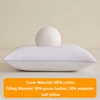 1 piece pillow, 8 sizes,100% cotton, soft and hard pillow, white goose feather filling pillow core pillow insert 2