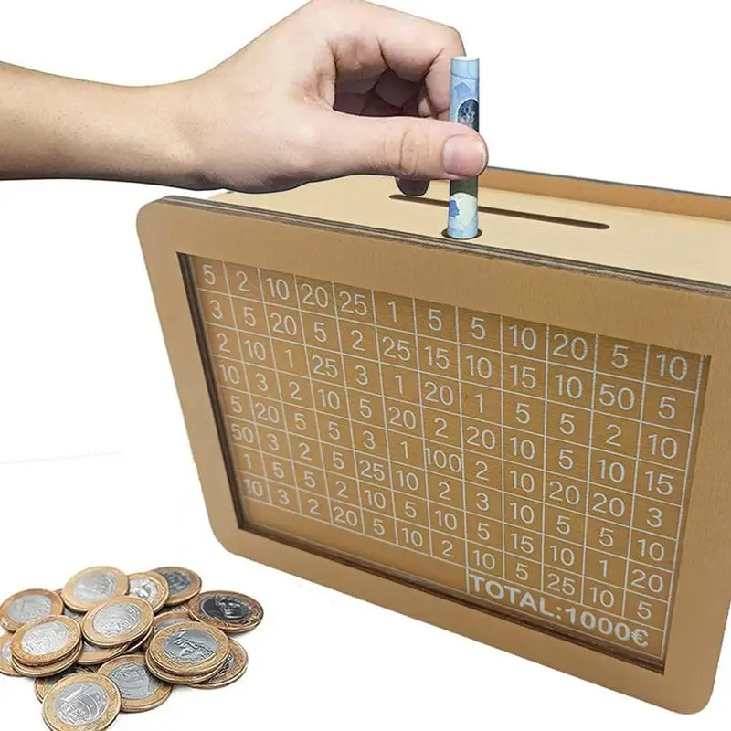 Saving Money Box Dollar Piggy Bank Decorative Bank Box Retro Reusable Wooden Saving Challenge Money Jar Coin Cash With Target