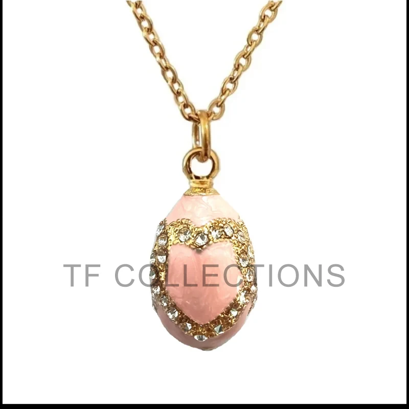 YAFFIL Classic Christmas Easter Enamel Faberge Hot Egg Pendant And Valentine's Day Love Pendant Heart Necklace 5