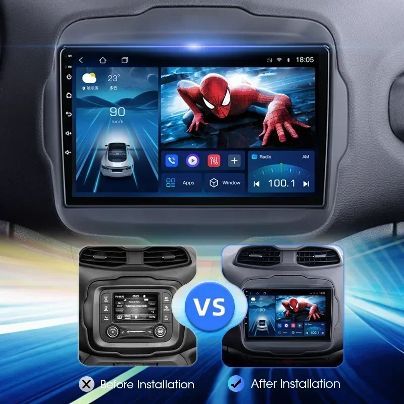 Srnubi Radio de coche para Jeep Renegade 2016-2020 reproductor Multimedia Carplay navegación 2 Din DVD Qualcomm 8 Core Android unidad principal 3