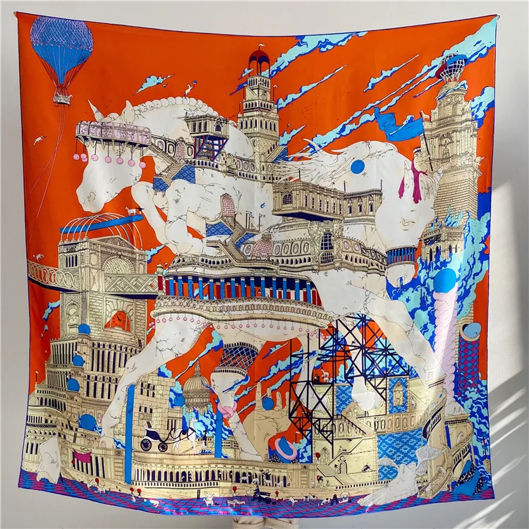 Hippopolis 100% Pure Mulberry Scarf Silk Large Shawl Brand