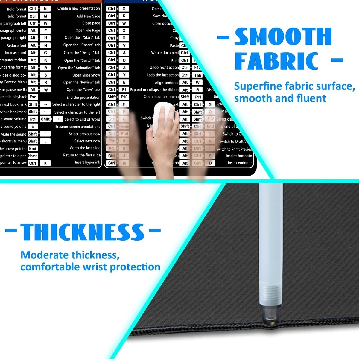 Python Shortcut Key Mouse Pad Large Anti-Slip Rubber Gaming MousePad Durable Desk Pad Thick Seam Edge Suitable For Office Gaming