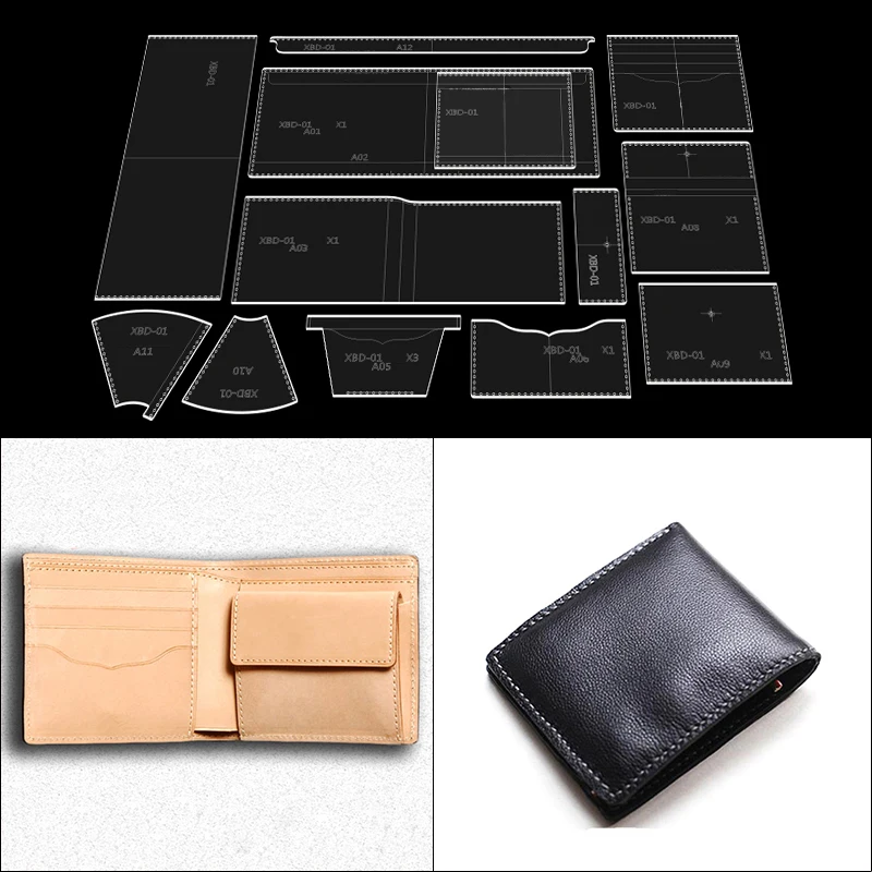 YOMDID 비즈니스 지갑 수제 가죽 스텐실 DIY 짧은 지갑 아크릴 템플릿..