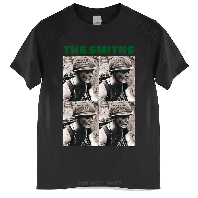 Maglietta Da Uomo Nuova Arrivata Maglietta Nera Da Uomo The Smiths Meat Is Kill Army Helmet Vegan Morrissey New Fashion Tee-Shirt Man Tee