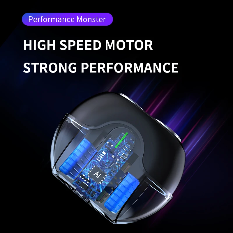 남성용 이중 플로팅 마그네틱 블레이드 헤드 전기 면도기, 비행접시 모양 수염칼, 휴대용 여행용 충전식 면도기