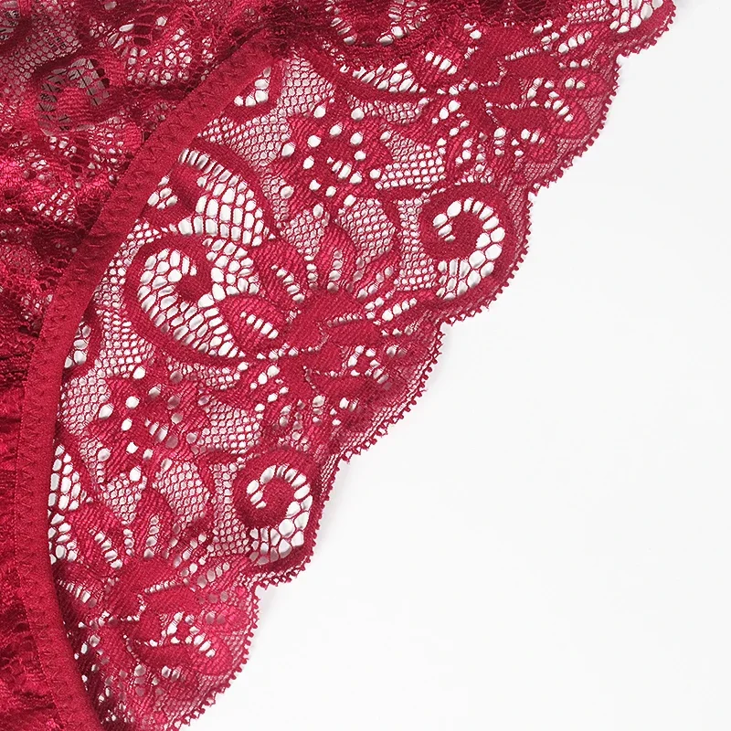 5PCS Embroidery Lace Underwear Women Briefs Hollow Out Mid Waist Plus Size Panties Perspective Comfortable Female Sexy lingerie