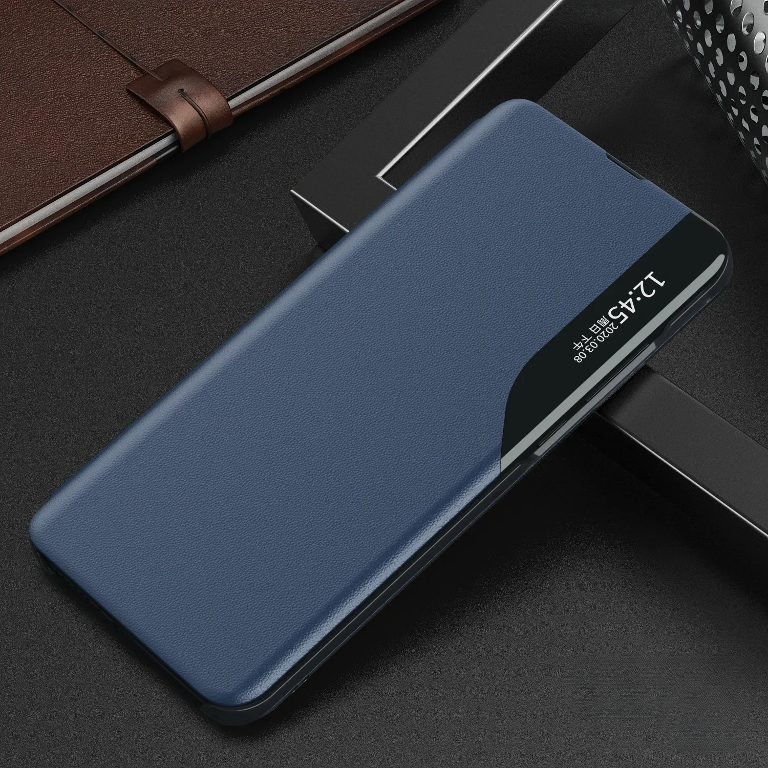 Magnetic Flip Phone Case with Window - Leather Cover and Holder, Anti-Fall Design