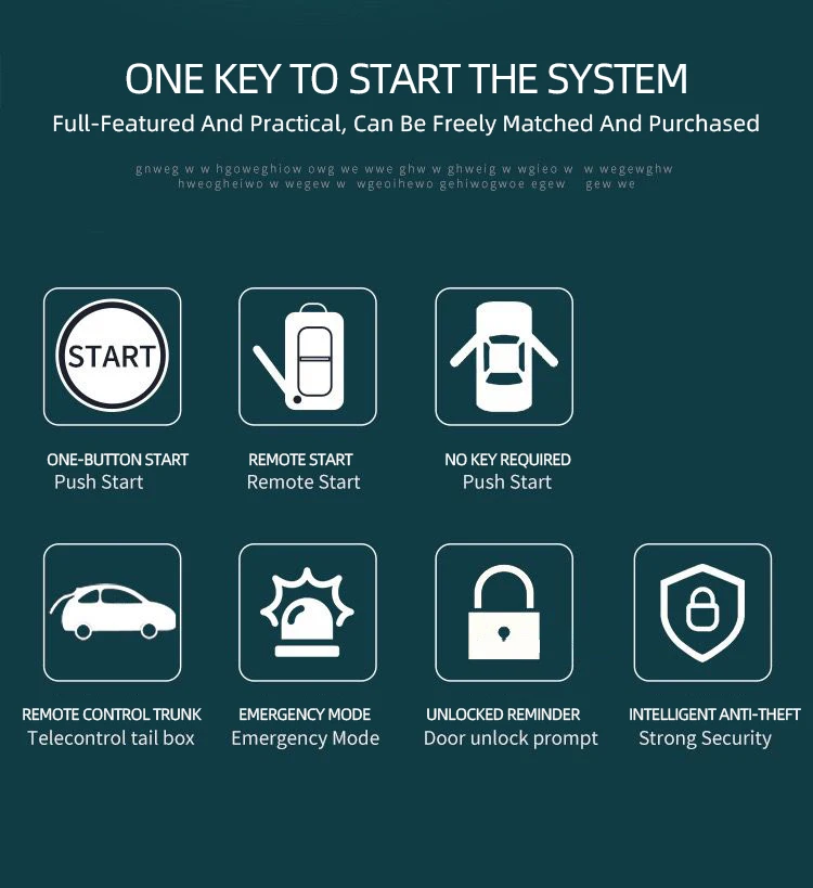 Universal Auto Start Stop Keyless Entry System Alarm One-button Start System Modified Smart Key For Bmw/Ford/Kia Car Accessories images - 6