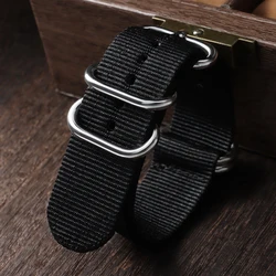 Universal Nylon Canvas Watch Strap - Weave Design Wristband - 22mm (Black)