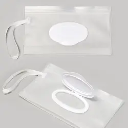 Easy-carry Snap Strap Clamshell Box Cosmetic Container Wet Wipes Bag Napkin Storage Pouch Mask Case