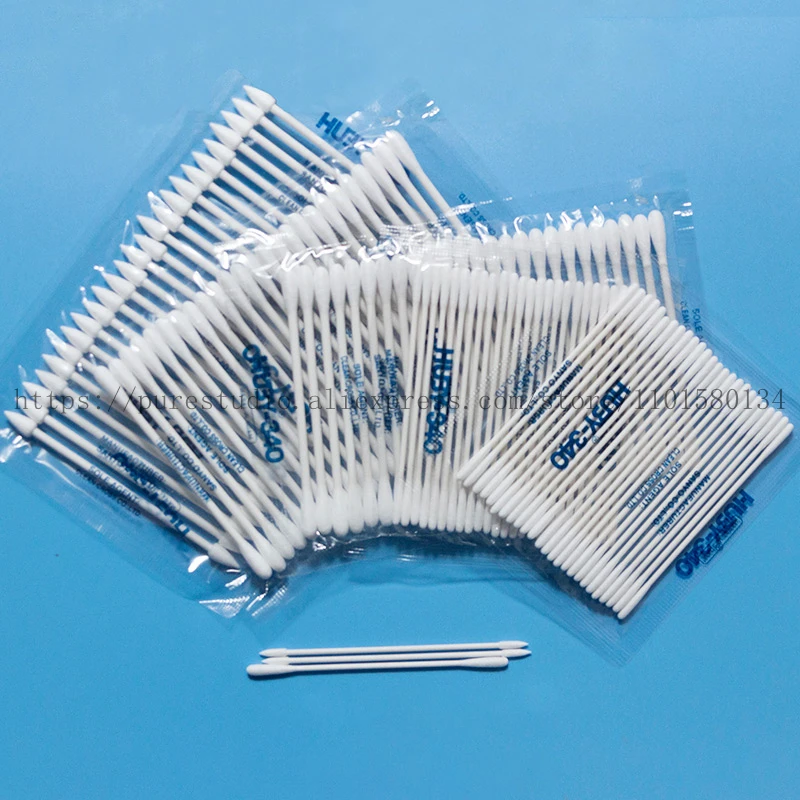 1pack(25pcs/Pack) Clean Swab HUBY-340 series CA-003 Fine pointed, double tip Lint free cotton swab sticks buds for cleaning Lens