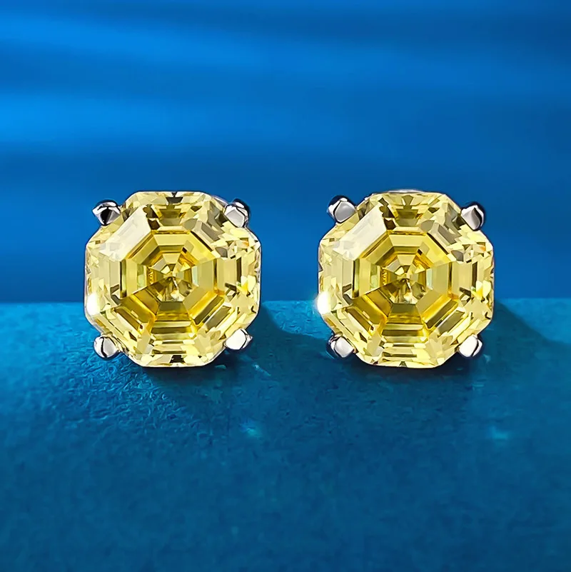 

2024 New 925 Silver Bagua 8 * 8 High Carbon Diamond Zircon Earrings, Hot Selling Cross Border Instagram in Europe and America