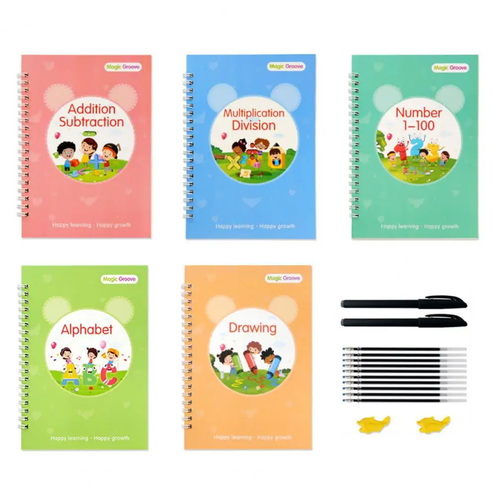 

Numbers 1-100 Practice Workbook Enhance Children's Handwriting Skills with Reusable Grooved Copybook Set Calligraphy for School