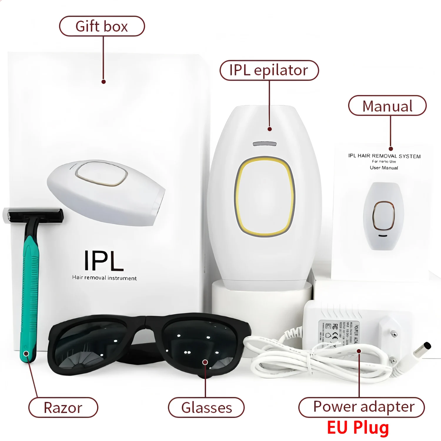 Nouvelle machine d'épilation laser IPL permanente, lisseur, rasoir vibrant pour homme, épilateur laser pour le visage et femme_voghion.com