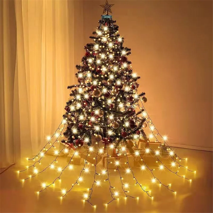 2023 New LED Christmas Tree Decor String Lights Outdoor Waterproof 8 Modes Fairy Lights Garland for Garden Wedding Party Decor pamnny 20m 200led christmas tree fairy string lights outdoor rgb copper wire garden lights garland for wedding party home decor