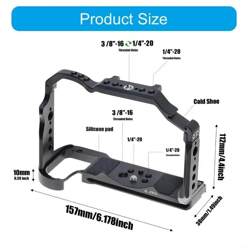 B03F 카메라 케이지 범용 금속 토끼 케이지 보호 카메라 하우징 Z6III 용 카메라 마운트 액션 카메라 액세서리
